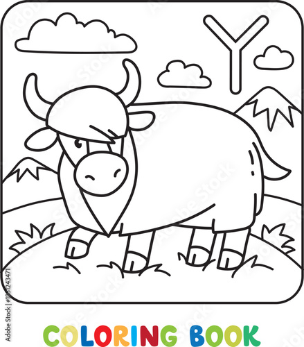 Funny yak. Animals coloring book for kids