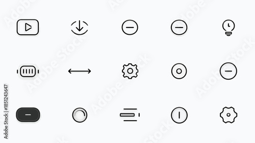 Set of modern minimalist line art UI icons for digital interface design, web development, and app applications. User experience symbols.
