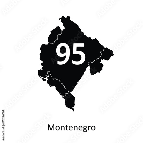 Montenegro map black silhouette with regions isolated on a transparent background