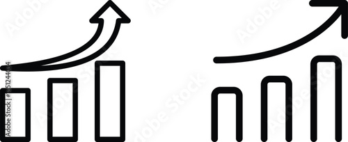 Growing graph set. Business chart with arrow. Growths chart collection. Profit growing sumbol. Progress bar. Bar diagram. Growth success arrow icon. Progress symbol. Chart increase - stock vector.