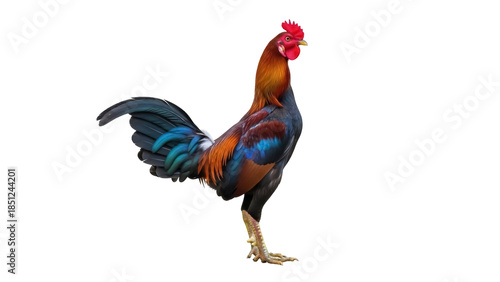 Foto Colorful rooster PNG isolated on transparent background, vibrant gamecock with r