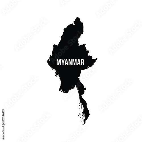 Myanmar map isolated on transparency grid background