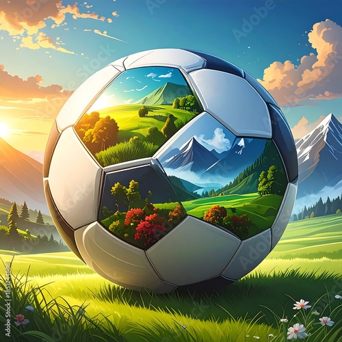 Soccer ball with landscapes