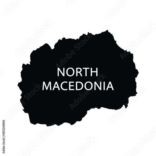 North macedonia map vector silhouette isolated on checker grid background