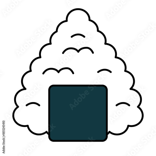 Simple Outline Delicious Onigiri Rice Ball Japanese Food Illustration
