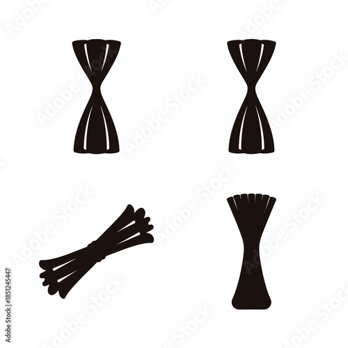 Set of black hourglass-shaped hair clips or styling accessories on a clean white background