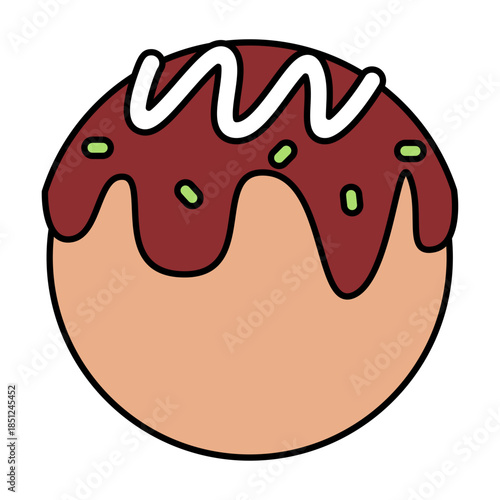 Cartoon Style Delicious Takoyaki Ball Snack Food Illustration