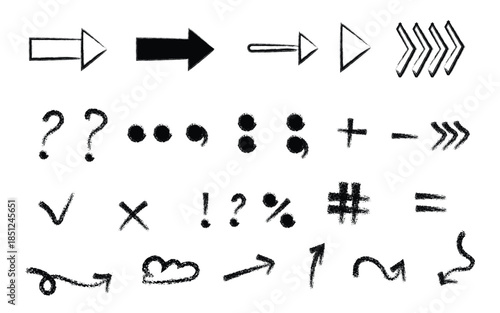 Collection of various symbols and arrows