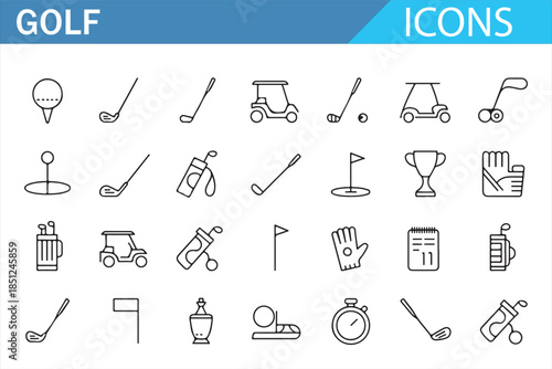 Golf course and player equipment outline symbols