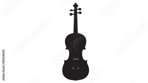 Violin silhouette in minimalist style with dark monochrome color on isolated white background for music education