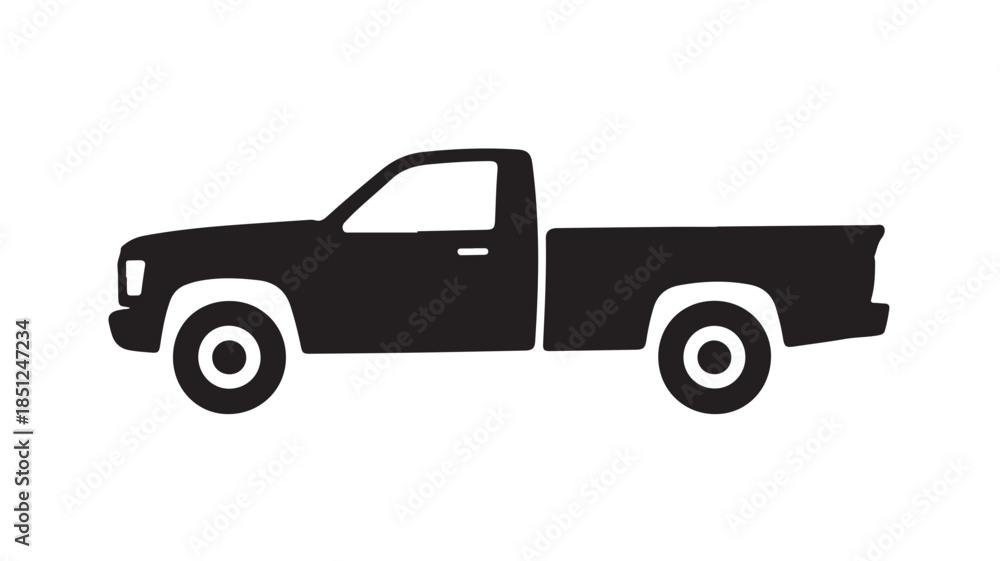 Fototapeta premium Pickup Truck Silhouette Dark Monochrome Simple Vector Illustration for Automotive Design