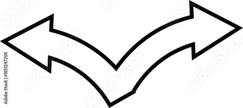 Two opposing arrows pointing left and right a striking black and white silhouette