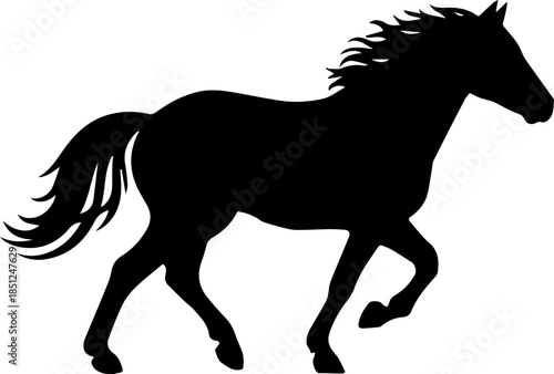 Elegant silhouette of a powerful horse in motion, ideal for logos, branding, and designs emphasizing strength, freedom, and equestrian themes