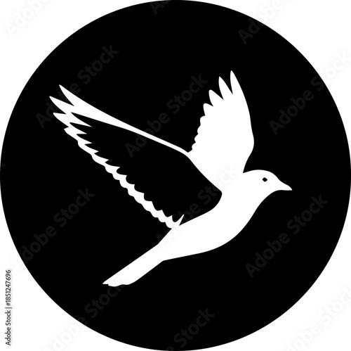 Elegant white dove soars in flight, a symbol of peace, freedom, and hope, ideal for branding, spiritual concepts, or design accents