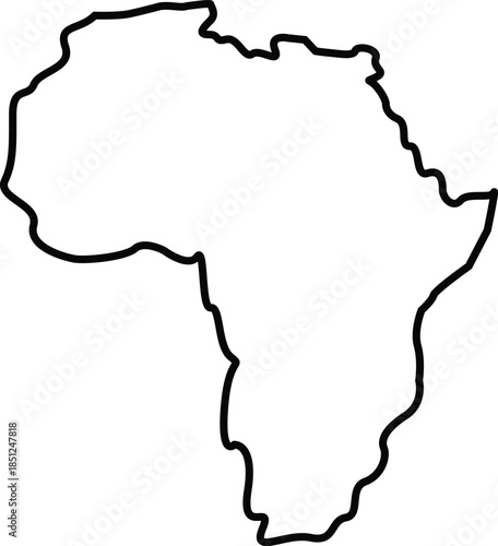 Detailed outline of the african continent s shape presented as a bold silhouette