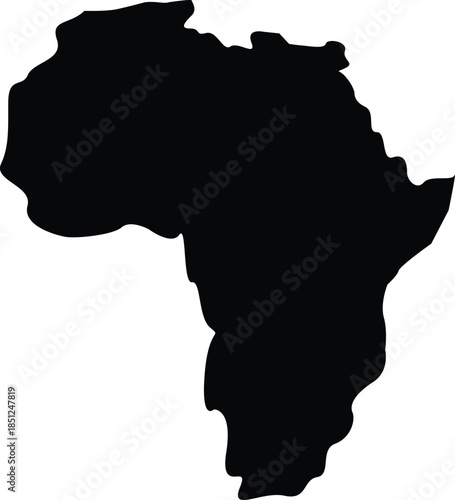Detailed black outline of the african continent a striking geographical silhouette