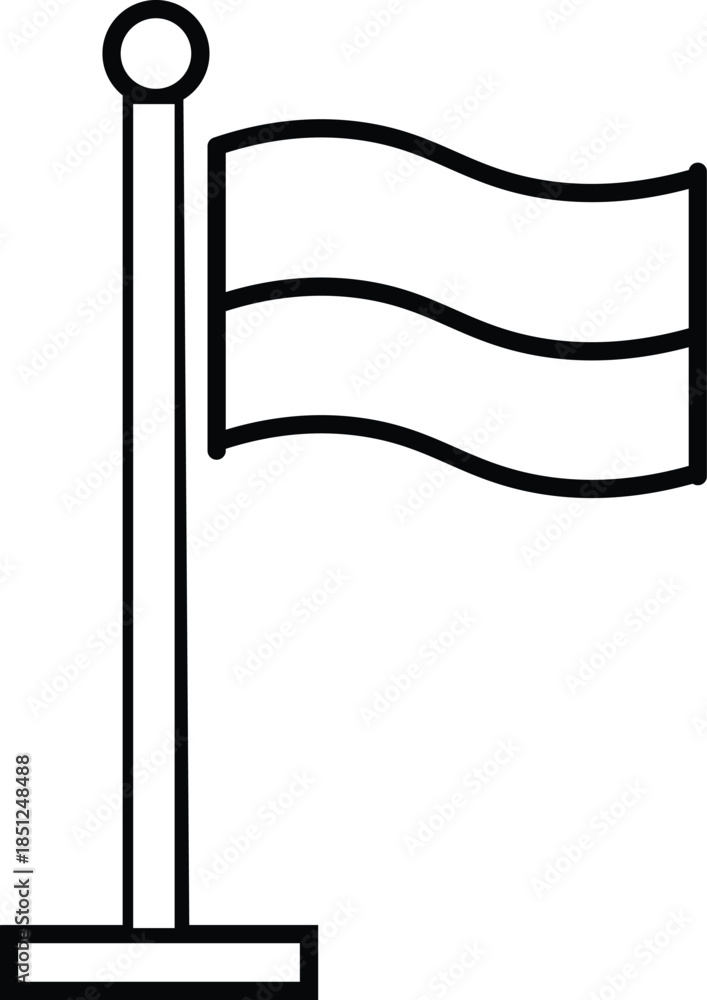 Obraz premium Simple line drawing of a waving flag on a pole a bold silhouette
