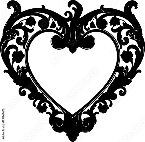 Elegant decorative heart design for romantic invitations, Valentine's Day cards, and wedding embellishments, originally a scalable vector graphic element