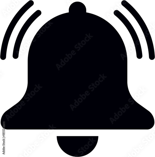 Black ringing bell icon simple notification symbol for alerts and reminders isolated on white background for web and app design