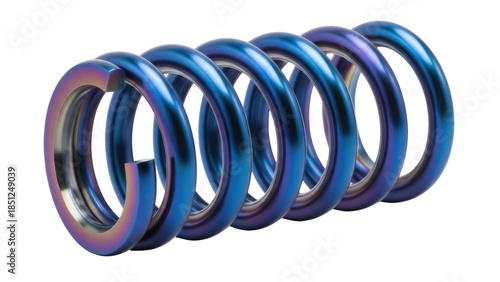 Foto Blue and purple metal spring isolated PNG on transparent background, suspension