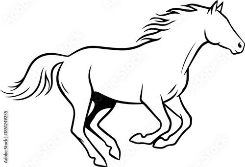 Dynamic running horse illustration ready for branding or design projects, a powerful symbol of freedom, strength, and speed, originally a scalable vector graphic