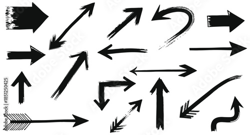 Collection of black arrows pointing in various directions
