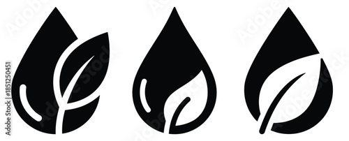 Black silhouette hydration nutrition balance modern vector icon set on transparent background