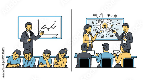 Engaged vs Bored Presentation Comparison Concept Audience Attention Business Communication