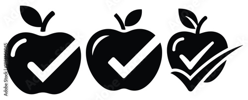 Black silhouette nutrition coaching symbol modern vector icon set on transparent background