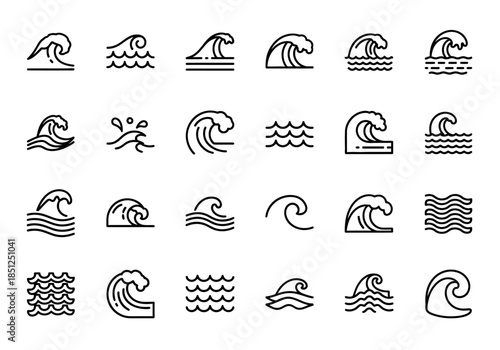 Collection of Wave Illustrations in Various Forms and Styles