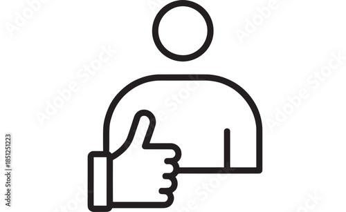 A simple line art illustration of a person giving a thumbs up silhouette on transparent background