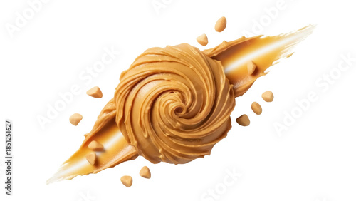 Fotografía Swirl of peanut butter with peanut butter chips isolated PNG, creamy spread on t