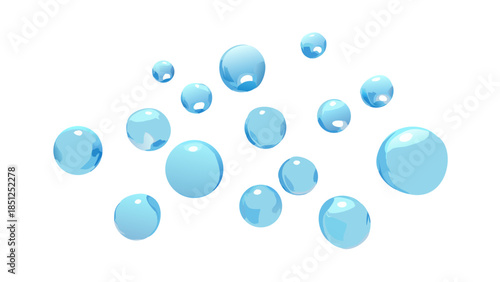 Dynamic blue water droplets scattering, symbolizing pristine purity, invigorating freshness, and essential hydration, ideal for themes of nature, cleanliness, and refreshment