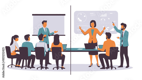 Business Meeting Corporate Presentation Conference With Projectors and Presenters