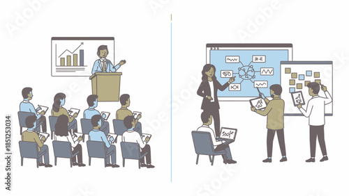 Business People Meeting Different Presentation Styles Collaboration Learning