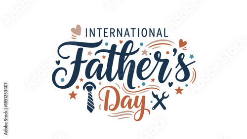 International Father's Day greeting card design with decorative elements  