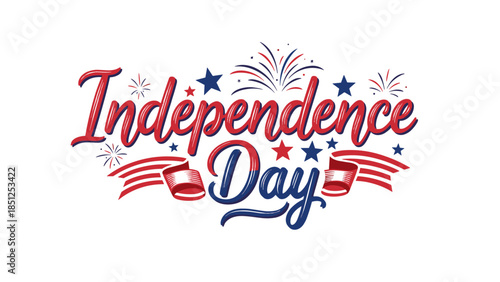 Independence Day festive design with fireworks and stars  