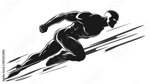 Dynamic silhouette of a runner in motion, abstract art