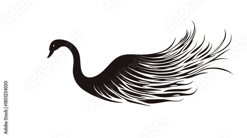 Elegant black swan gracefully gliding through water