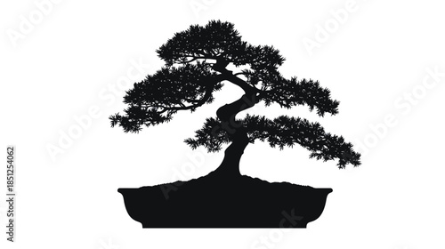 Elegant bonsai tree silhouette in minimalist design