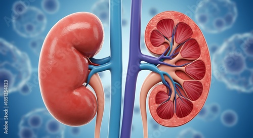Human Kidney Anatomy Cross Section Detailed Medical Illustration Education Resource