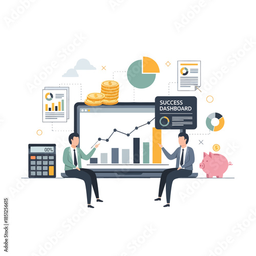 Business people analyzing financial data charts.