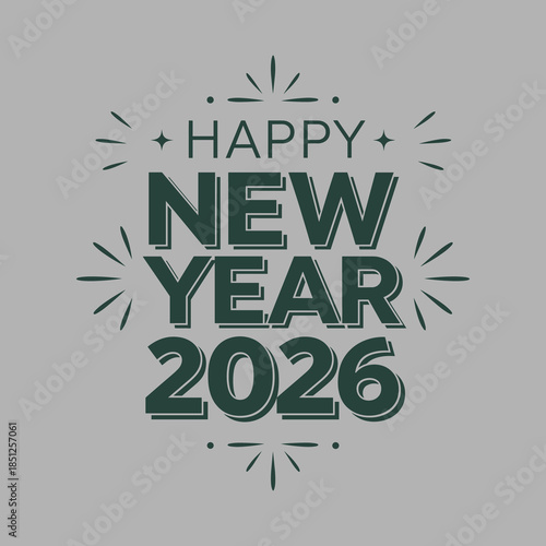 Happy New Year 2026 Modern Typography on Minimal Background