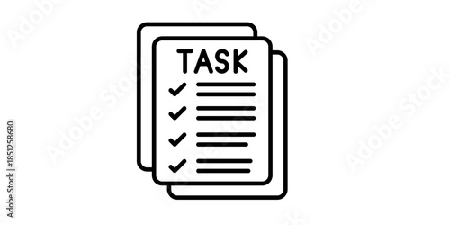Simple task checklist on paper sheets icon