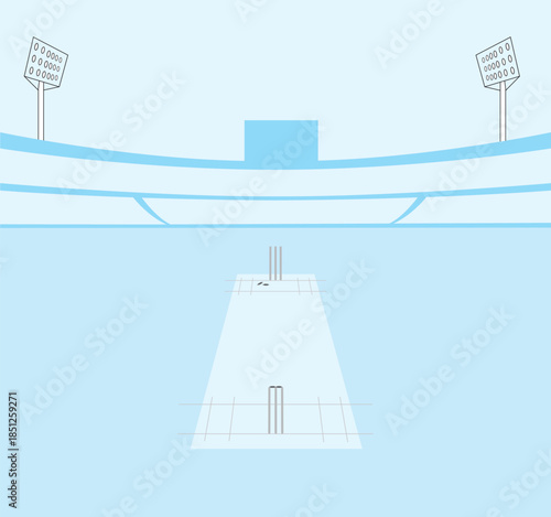 Cricket stadium vector illustration, Hand drawing line art cricket field, Sketch playground, Cricket stadium with batsman, Largest Cricket Stadium, Sports vector design.