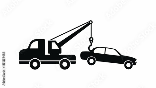 Roadside assistance service with a tow truck moving a disabled vehicle, symbolizing transport, breakdown recovery, and urgent automotive help