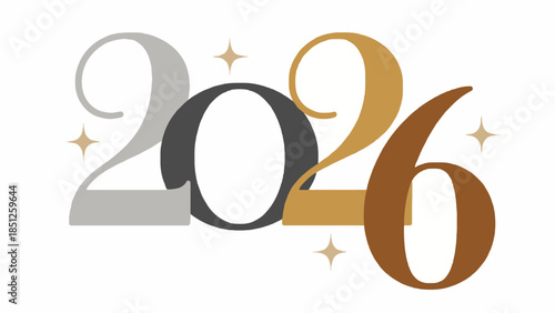 Elegant and Festive 2026 Typography with Sparkling Accents, Perfect for New Year's Greetings and Celebration Designs