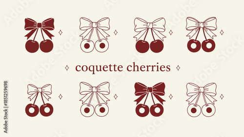 Whimsical Coquette Cherries with Bows A Playful and Charming Design Element