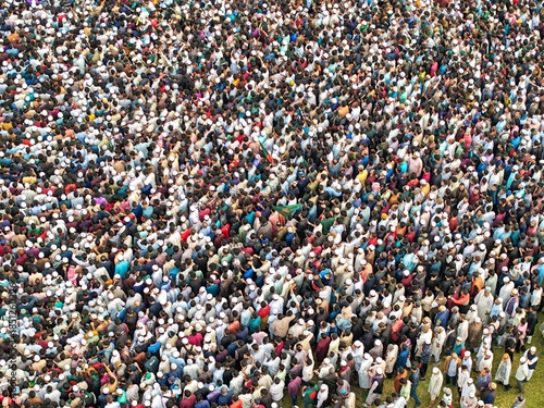 Aerial view of a crowds gathered during the funeral of martyred Sharif Osman Hadi before the Jatiya Sangsad Bhaban parliament building, Dhaka, Bangladesh, 20 December 2025.