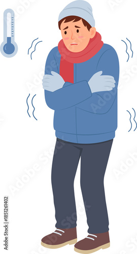 Obraz na płótnie Man shivering and suffering from frost